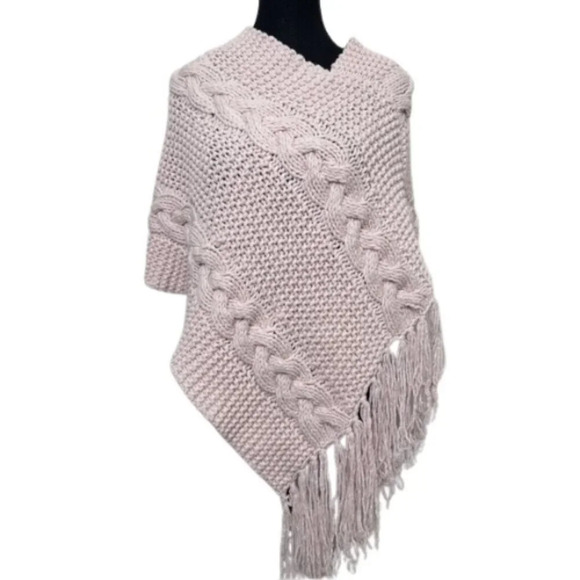 Aritzia Tna Womens  Pink Tassel Lambswool Cable Collar Neck Shrug Pullover - Picture 1 of 12